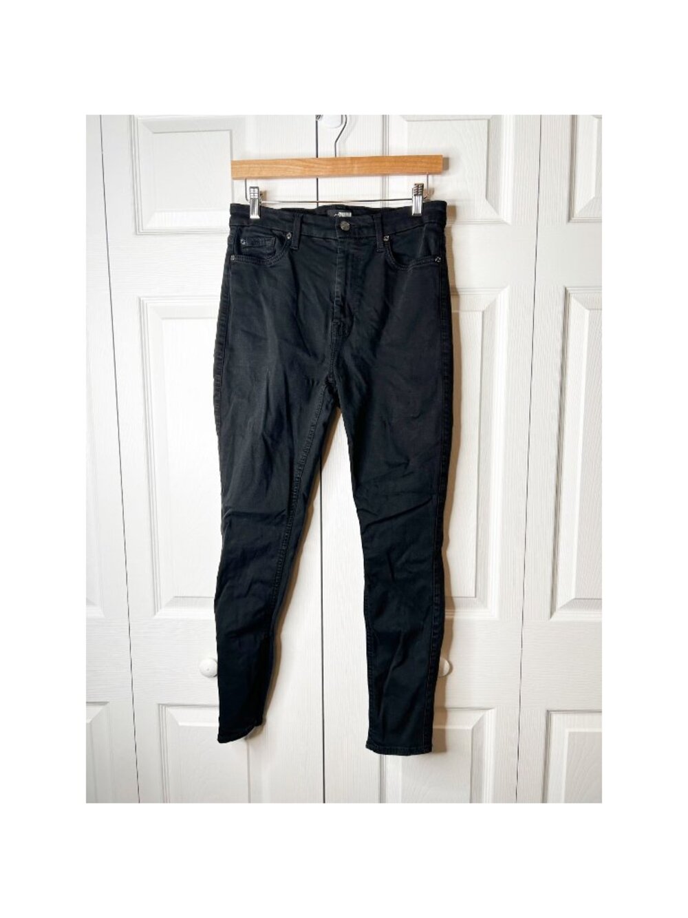 7 For All Mankind Black High-Waisted Zip Fly Skinny Jeans Women's Size 29